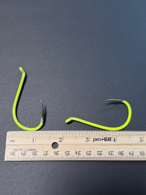 UV Chartreuse Offset Octopus Hooks 10 pack