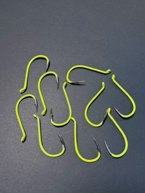 UV Chartreuse Offset Octopus Hooks 10 pack