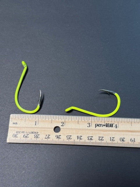 UV Chartreuse Offset Octopus Hooks 10 pack