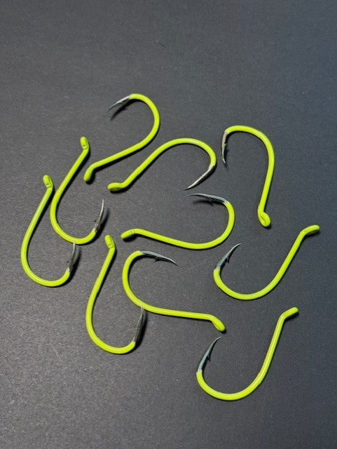 UV Chartreuse Offset Octopus Hooks 10 pack
